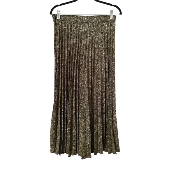 ZARA Pleated Patterned‎ Midi Skirt Green Medium - Picture 1 of 5